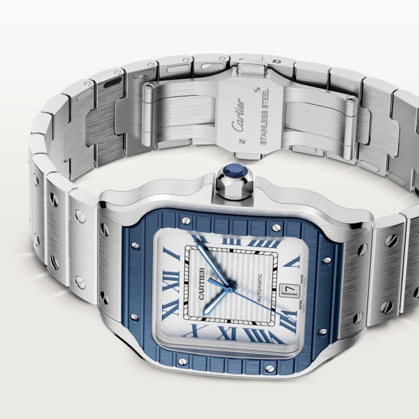 Santos de Cartier watch Large model, automatic movement, steel, PVD, interchangeable metal and rubber straps