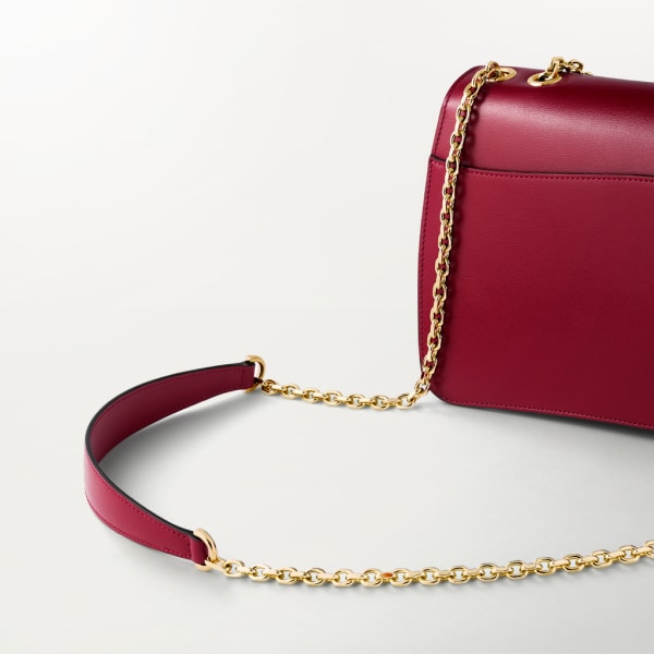 Small chain bag, Panthère de Cartier Cherry red calfskin, gold and black enamel finish