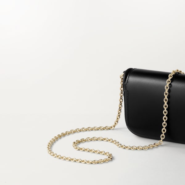 Micro chain bag, C de Cartier Black calfskin, gold and black enamel finish