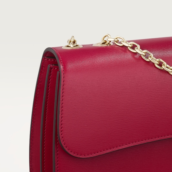 Small chain bag, Panthère de Cartier Cherry red calfskin, gold and black enamel finish