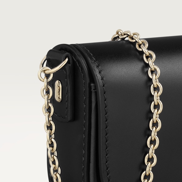 Micro chain bag, C de Cartier Black calfskin, gold and black enamel finish