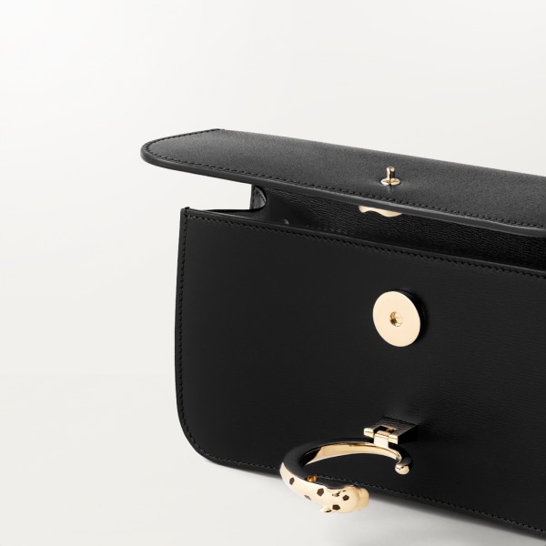 Mini chain bag, Panthère de Cartier Black calfskin, gold and black enamel finish