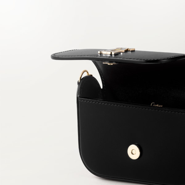 Micro chain bag, C de Cartier Black calfskin, gold and black enamel finish