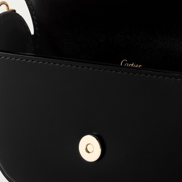 Micro chain bag, C de Cartier Black calfskin, gold and black enamel finish