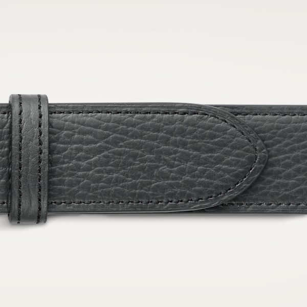 Belt, Santos de Cartier Navy blue and charcoal grey cowhide, palladium-finish buckle