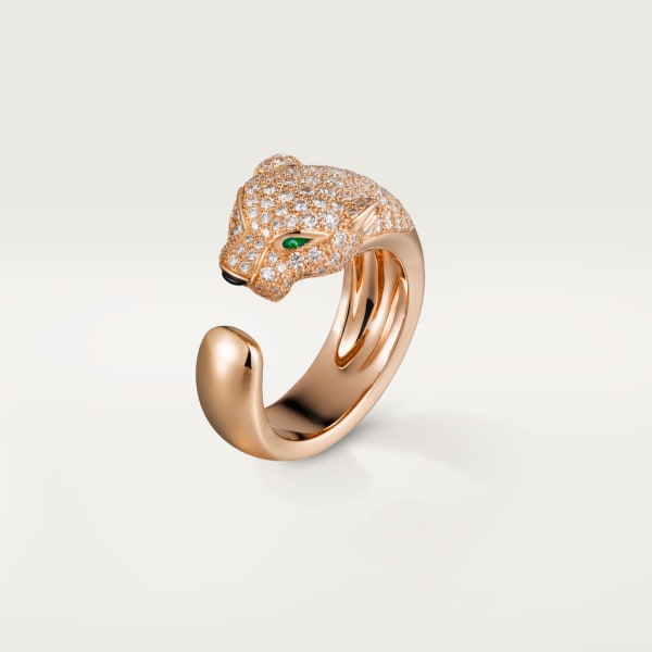 Panthère de Cartier ring Rose gold, diamonds, emeralds, onyx