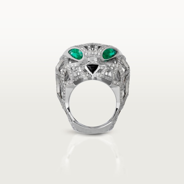 Panthère de Cartier ring White gold, emeralds, onyx, diamonds