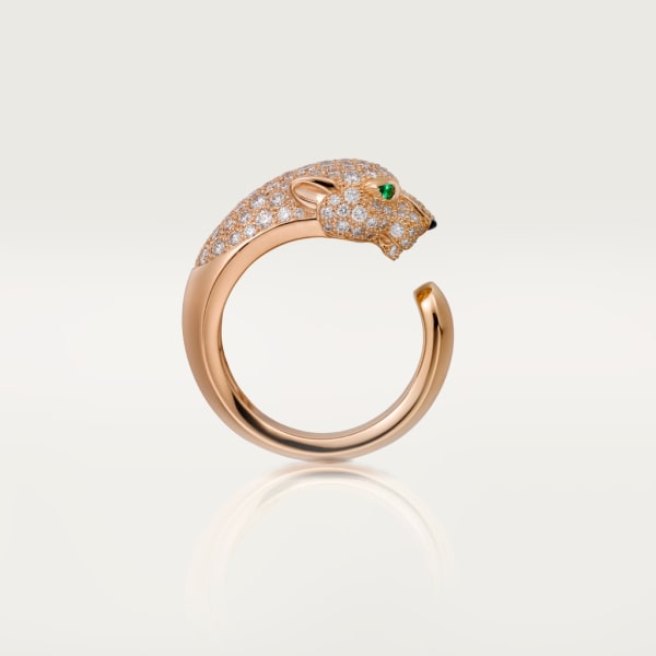 Panthère de Cartier ring Rose gold, diamonds, emeralds, onyx