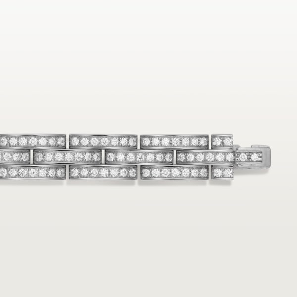 Maillon Panthère fine bracelet, 3 diamond-paved rows White gold, diamonds