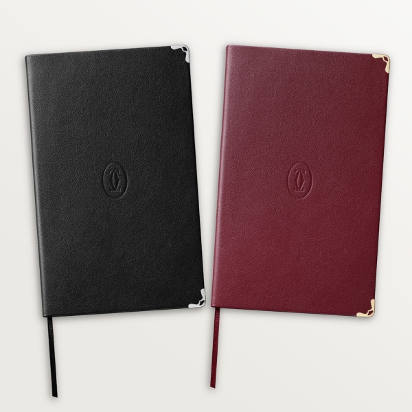 Must de Cartier medium notebook set Black and burgundy calfskin, palladium and golden finish