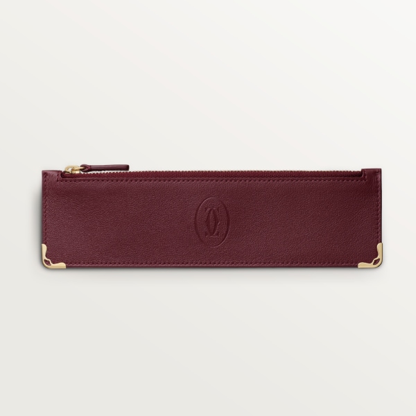 Must de Cartier pencil case Burgundy calfskin, golden finish