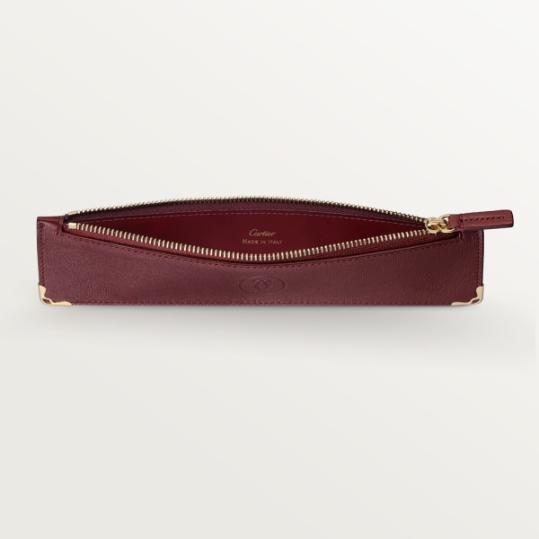 Must de Cartier pencil case Burgundy calfskin, golden finish