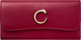 International wallet with flap, Panthère de Cartier Cherry red calfskin, gold finish