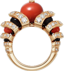 High Jewellery ring Rose gold, coral, onyx, diamonds