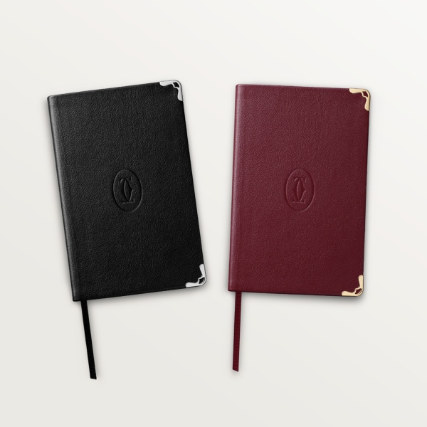 Must de Cartier small notebook set Black and burgundy calfskin, palladium and golden finish