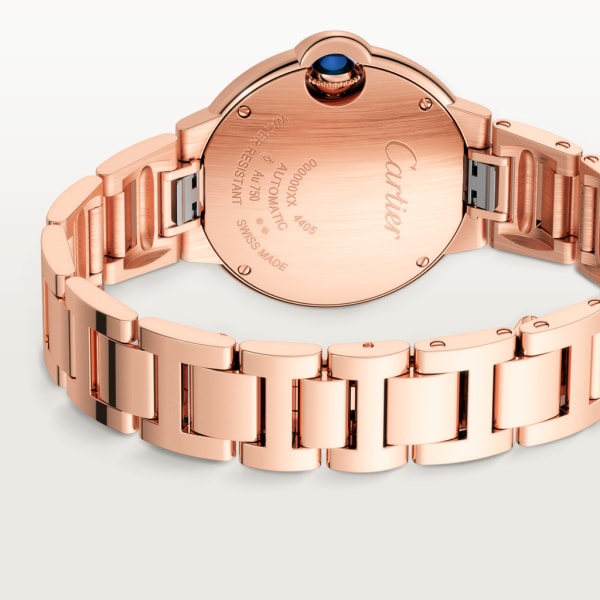 Ballon Bleu de Cartier watch 33 mm, automatic mechanical movement, rose gold, diamonds