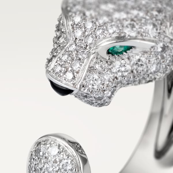 Panthère de Cartier ring White gold, diamonds, emeralds, onyx