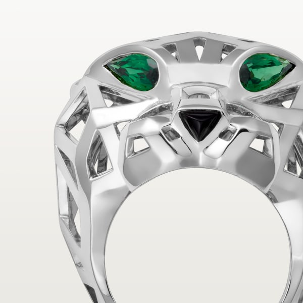 Panthère de Cartier ring Non-rhodium-finish white gold, tsavorite garnets, onyx