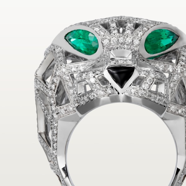 Panthère de Cartier ring White gold, emeralds, onyx, diamonds