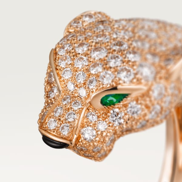 Panthère de Cartier ring Rose gold, diamonds, emeralds, onyx