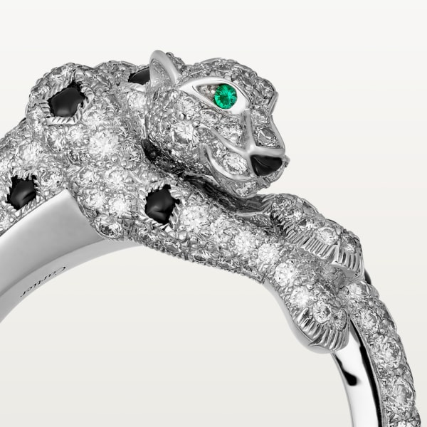 Panthère de Cartier ring White gold, emeralds, onyx, diamonds