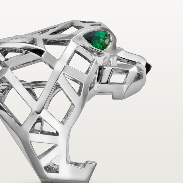 Panthère de Cartier ring Non-rhodium-finish white gold, tsavorite garnets, onyx