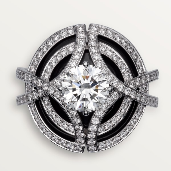 Galanterie de Cartier ring White gold, black lacquer, diamonds