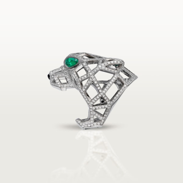 Panthère de Cartier ring White gold, emeralds, onyx, diamonds