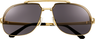 Santos de Cartier Sunglasses Smooth and brushed golden-finish metal, grey lenses