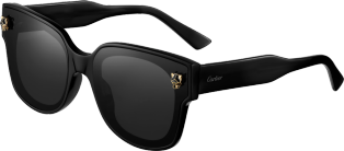 Panthère de Cartier Sunglasses Black composite, grey lenses with golden flash