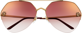 Panthère de Cartier Sunglasses Smooth golden-finish metal, graduated burgundy lenses with golden flash