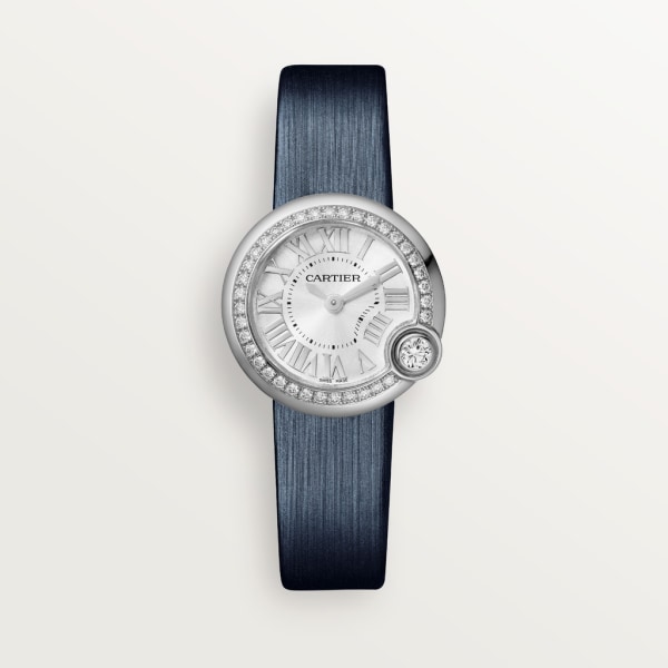 Ballon Blanc de Cartier watch 26 mm, steel, diamonds, leather