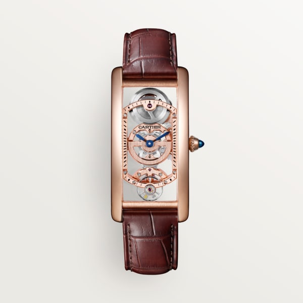 Tank Cintrée watch Large model, hand-wound mechanical movement, rose gold