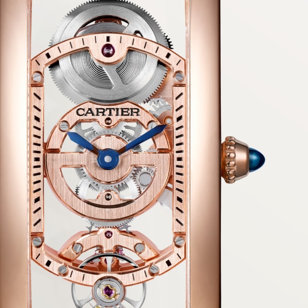 Tank Cintrée watch Large model, hand-wound mechanical movement, rose gold