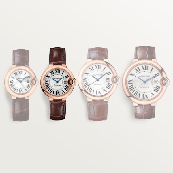 Ballon Bleu de Cartier watch 33mm, automatic movement, rose gold, leather