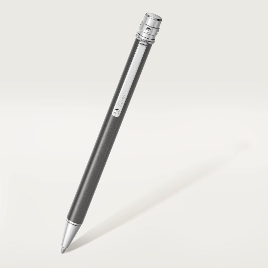 Santos de Cartier ballpoint penSmall model, grey translucent lacquer, palladium finish