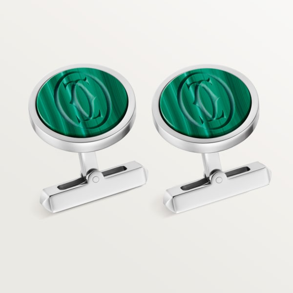 Cufflinks Sterling silver, malachite, palladium finish