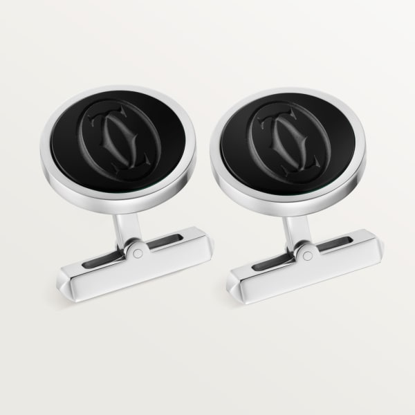 Cufflinks Sterling silver, onyx, palladium finish