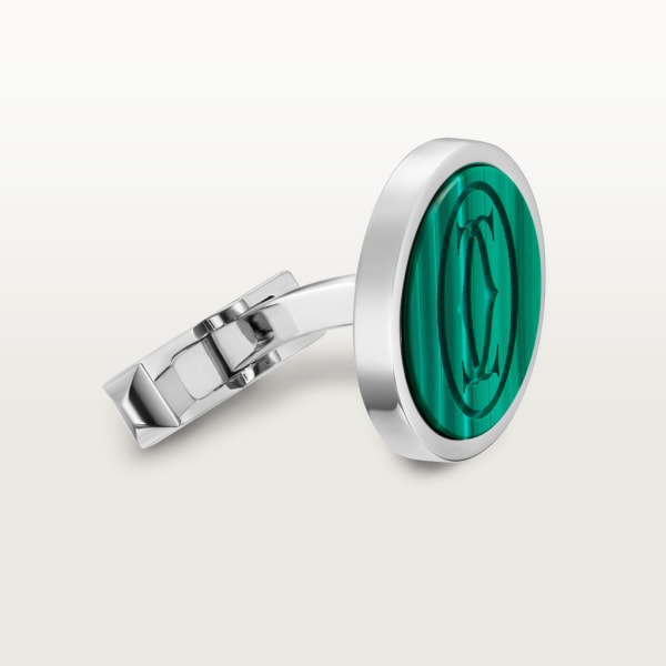 Cufflinks Sterling silver, malachite, palladium finish