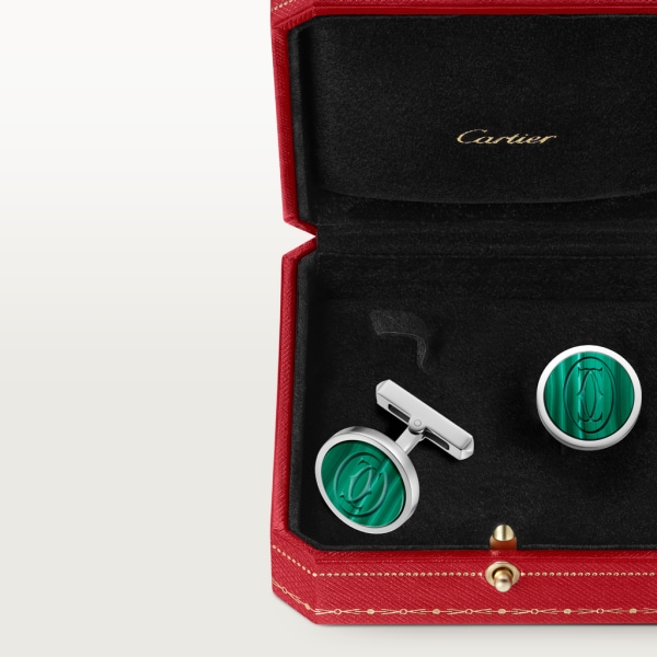 Cufflinks Sterling silver, malachite, palladium finish