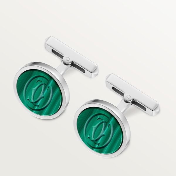 Cufflinks Sterling silver, malachite, palladium finish