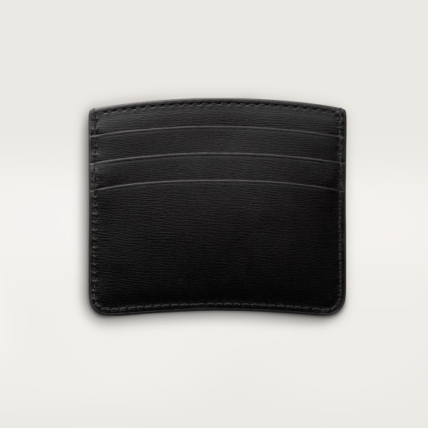 Simple card holder, Panthère de Cartier Black calfskin, golden finish