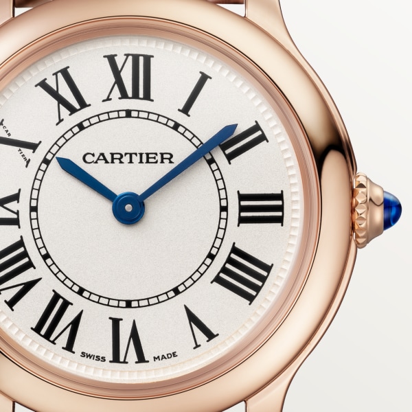 Ronde Louis Cartier watch 29 mm, quartz movement, rose gold, leather