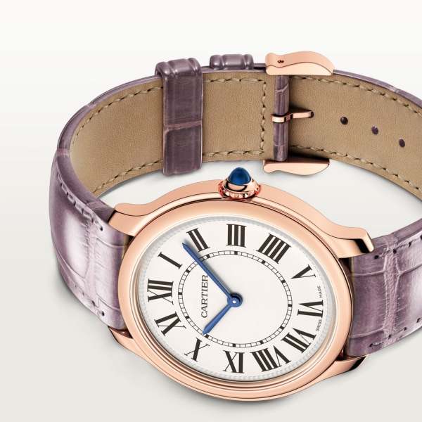 Ronde Louis Cartier watch 36 mm, quartz movement, rose gold, leather