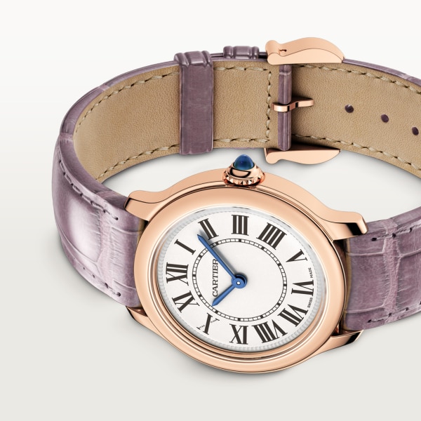 Ronde Louis Cartier watch 29 mm, quartz movement, rose gold, leather