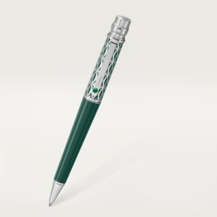 Santos de Cartier pen Large model, engraved metal, green lacquer, palladium finish