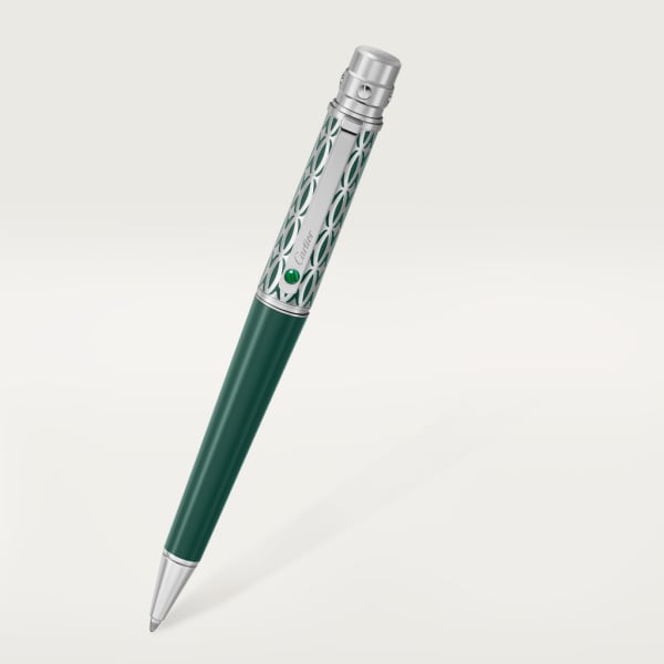 Santos de Cartier pen Large model, engraved metal, green lacquer, palladium finish