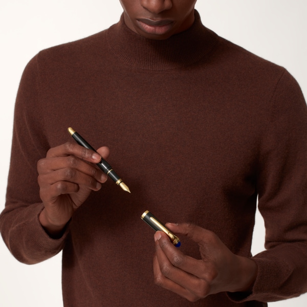 R de Cartier fountain pen Black composite, yellow golden-finish details