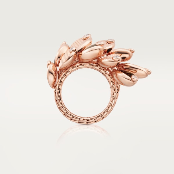 Grain de café ring Rose gold, obsidians, diamonds