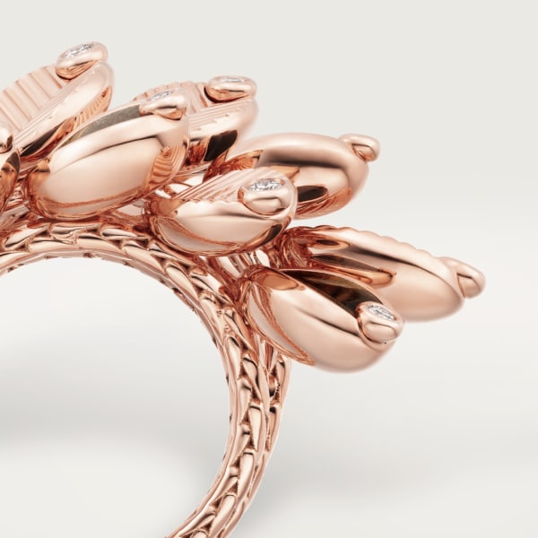 Grain de café ring Rose gold, obsidians, diamonds